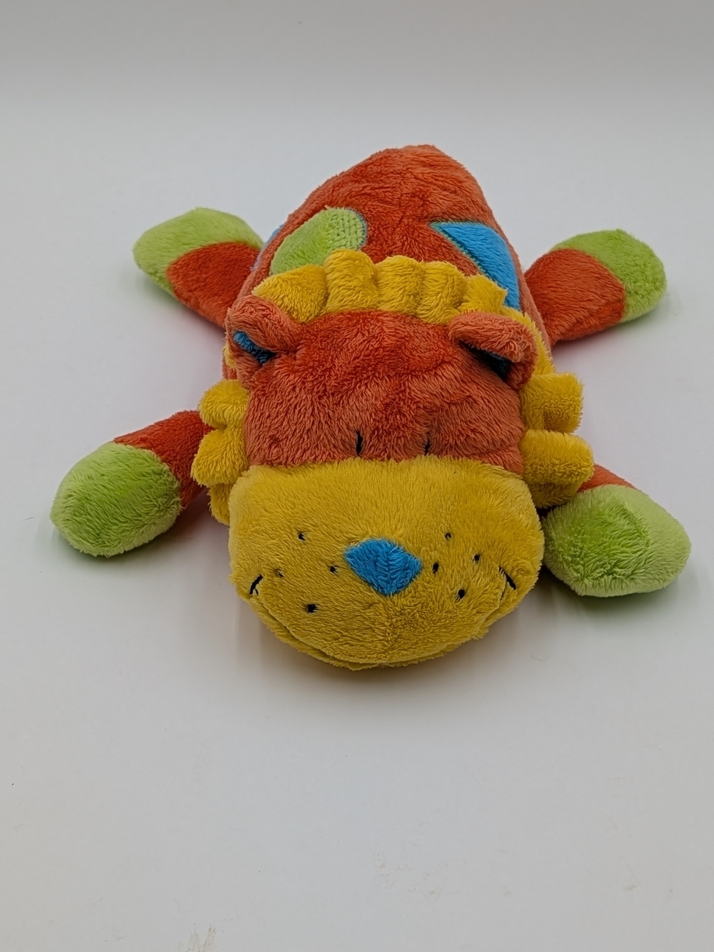 Animal Adventure Baby Lion Plush Stuffed Toy 10" 2010 Orange Yellow Blue Green
